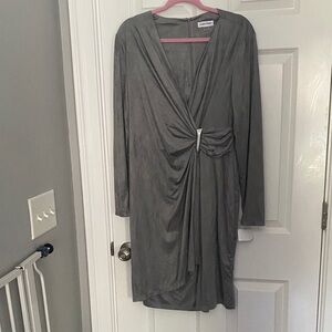 Calvin Klein Gray Long Sleeve Dress